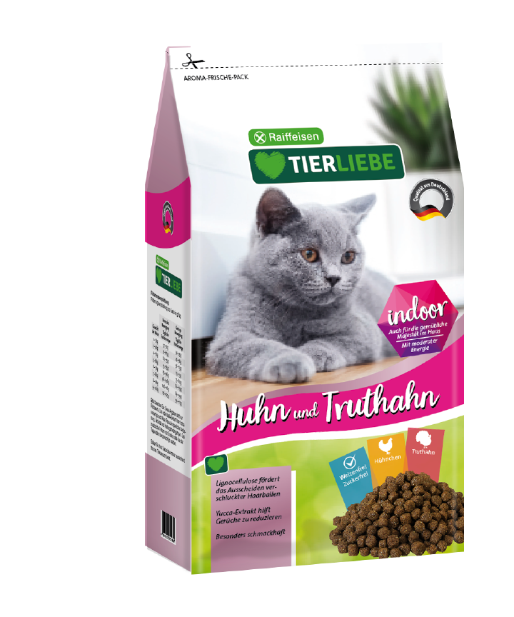 TIERLIEBE Katzen-Trockenfutter Huhn+Truthahn Indoor